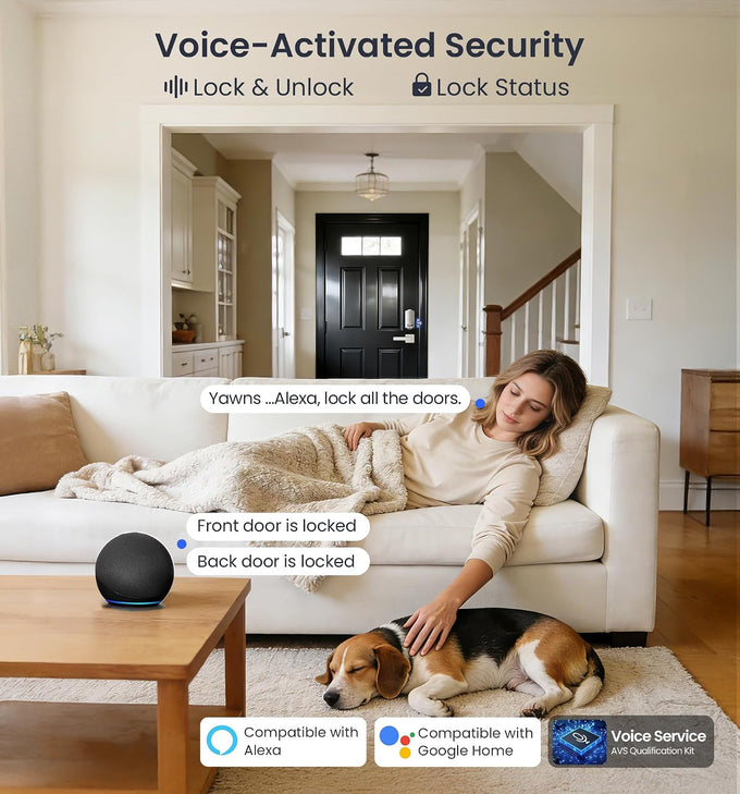 Veise VE012W WiFi Fingerprint Smart Lock for Front Door, Satin Nickel
