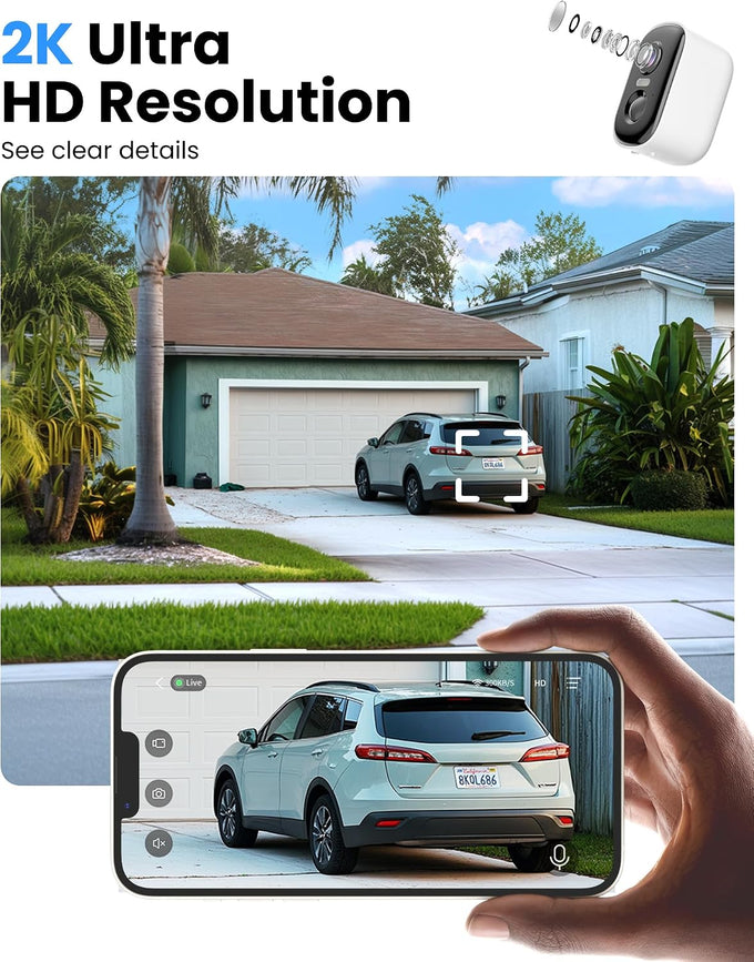 MISECU 2K Security Cameras Wireless Outdoor, Battery WiFi Camera, 4 Pack