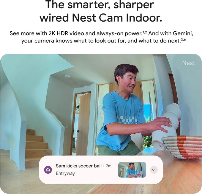 Google Nest Cam Indoor (Wired, 3rd Gen) - Security Camera - 2025 - Snow