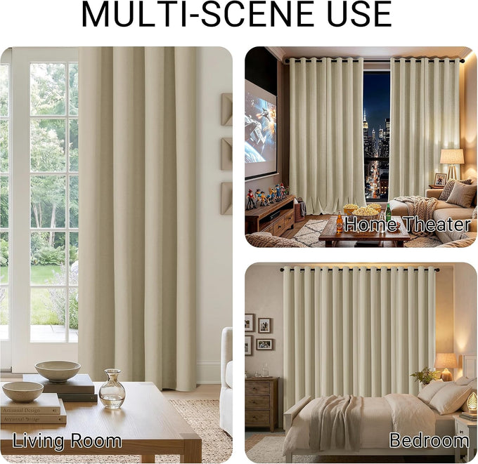 ChrisDowa Tan Blackout Curtains 102 Inches Long 2 Panels for Bedroom