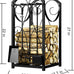 Kingson Firewood Rack Indoor Wood Holders Fireplace Tool Rack Outdoor Log Holder Rack Lumber Storage Stacking Fireplace Tools Set Wood Stove Accessories Black