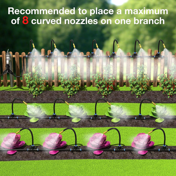 MIXC 200Ft 1/4" Drip Irrigation System,2026-Upgrade Garden Irrigation Kit with 32pcs Adjustable Copper Nozzles, Atomizing Watering System for Outdoor Plants,Raised Bed,Yard,Potted Plant,Lawn