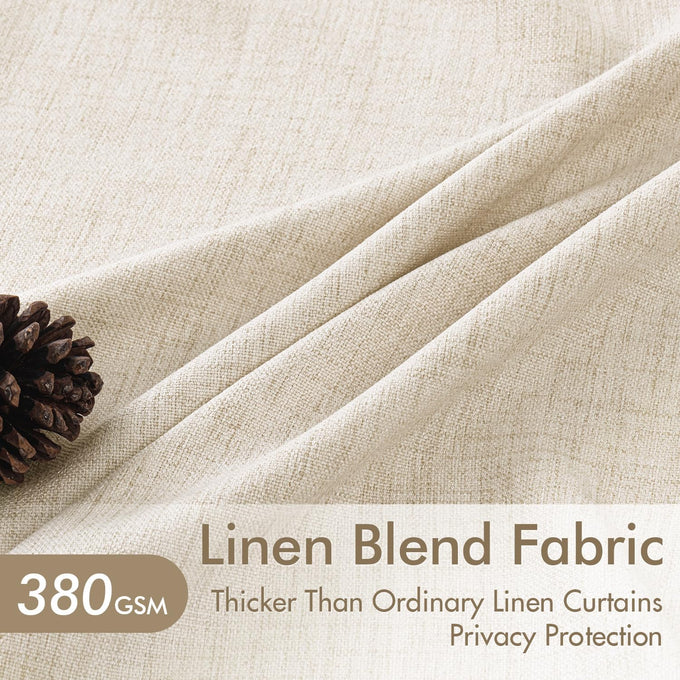 MIULEE Pinch Pleated Thick Linen Curtains 40x90 Inches Birch 4 Panels Set