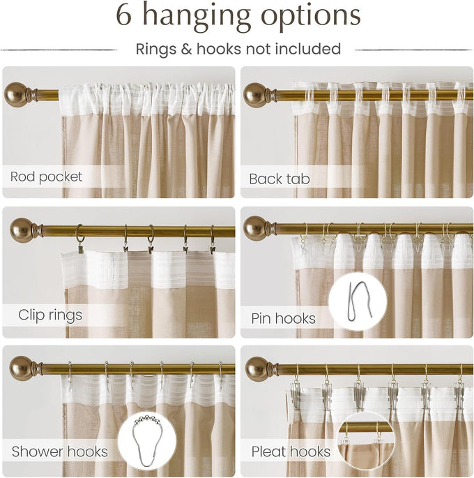 NICETOWN Thick Linen Semi Sheer Light Filtering Curtains, Back Tab/Rod Pocket with Pleat Tape Privacy Added Window Treatments for Bedroom/Farmhouse, Angora, W52 x L95, 2 Panels