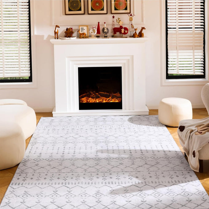 Carvapet Washable 6x9 Moroccan Boho Area Rug Gray Carpet