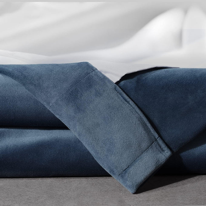 HPD Half Price Drapes Signature Plush Velvet Blackout Curtains for Bedroom (1 Panel), 50W X 96L Hotel Black Out Curtains for Living Room, Thermal Insulated Blackout Curtains for Windows, Varsity Blue