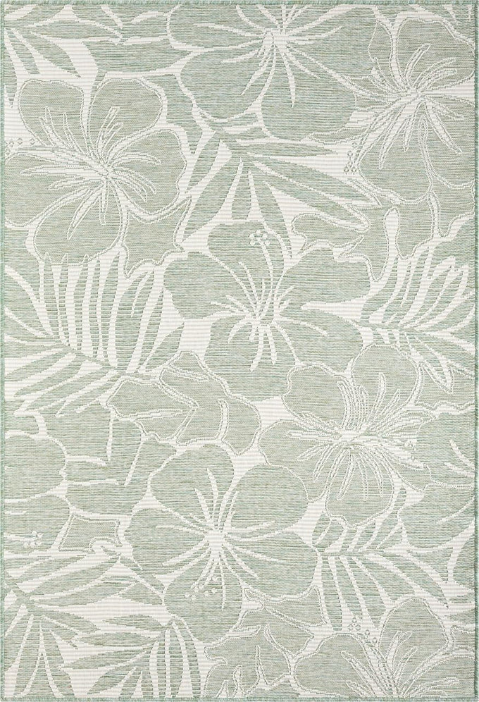 Abani Green Area Rug – Ocean Collection – 4' x 6' Tropical Flower – Indoor & Outdoor Use – UV Protected, Fade-Resistant, Easy to Clean – Durable for Patio, Deck, Entryway, or Kitchen