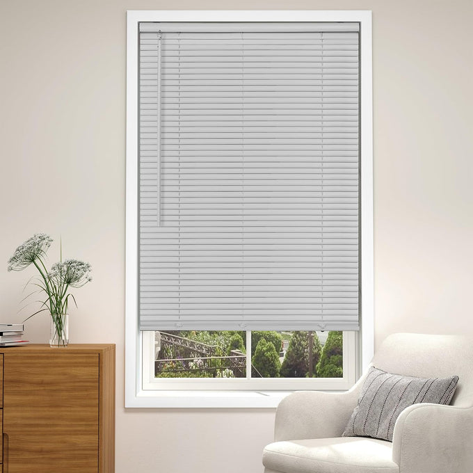 LazBlinds 1" Light Filtering Vinyl Mini Blinds, White, 48" W x 72" H