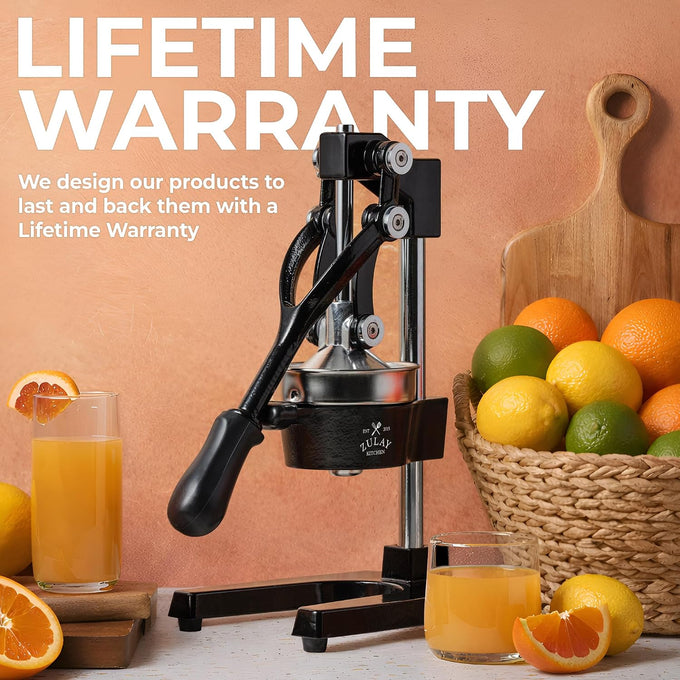 Zulay Kitchen Cast Iron Juicer, Orange Manual Juicer, Citrus Press, Black