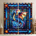Western Dragon Kids Blackout Curtains,Glass Dragon Flying Wing Trippy Window Drapes for Boys Girls,Geometric Patchwork Abstract Blue Unique Window Treatments Grommet Top 2 Panel Set,52Wx96L inch
