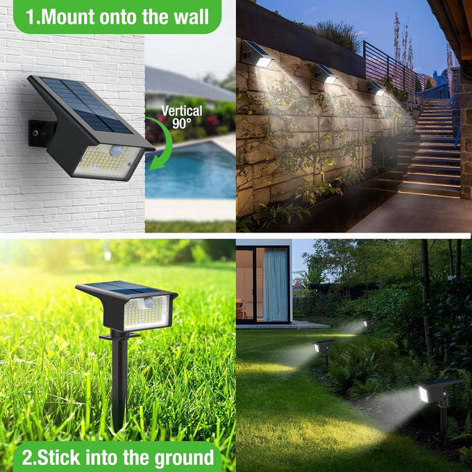 nipify 10 Pack 62 LED Solar Spot Lights Outdoor Motion Sensor with 3 Modes