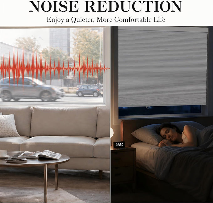 No Tools No Drill Cordless Blackout Cellular Shades White, 34" W x 48" H