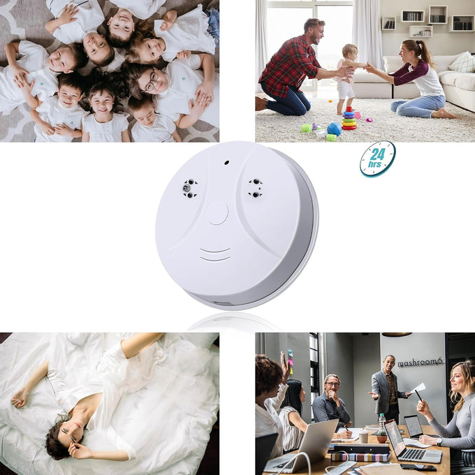 Wireless Security Camera 1080P Indoor with Smoke Detector, WiFi Smart Camera Dome Surveillance System with Night Vision,Motion Detection, for Home and pet