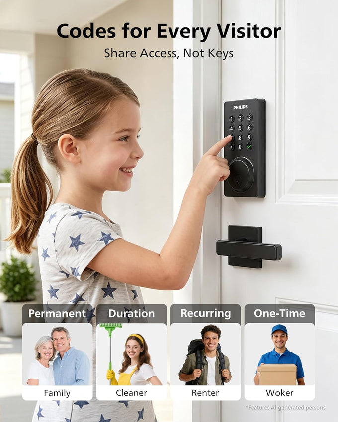 Philips WiFi Keypad Door Lock with Handle, App Control Smart Deadbolt Lock