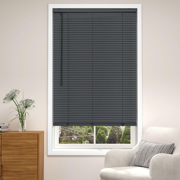 LazBlinds 1" Light Filtering Vinyl Mini Blinds, White, 48" W x 72" H