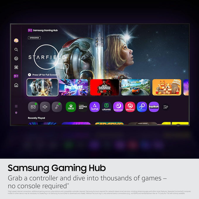 Samsung 50-Inch Class Crystal UHD U8000F 4K Smart TV (2025 Model) Endless Free Content, Processor, MetalStream Design, Knox Security, Alexa Built-in