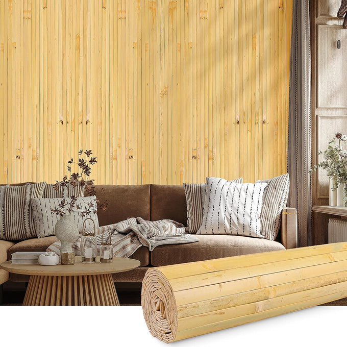 FONUNO Bamboo Wall Panel Bamboo Pole Wrap Roll for Interior Decoration