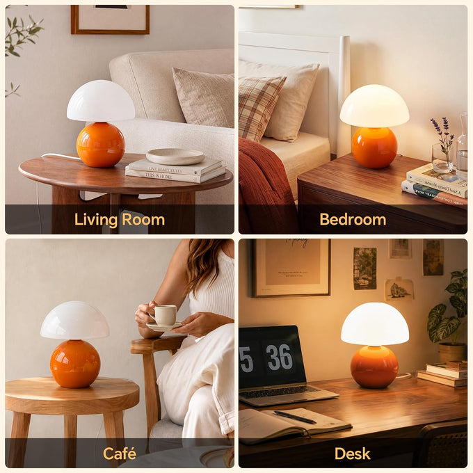 Dawnwake Mushroom Lamp Table Lamp for Bedroom-Small Desk Table Lamps,Orange
