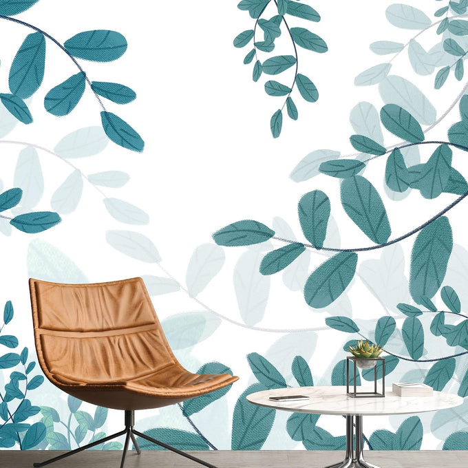 NWT Wall Murals for Bedroom Green Plants Animals Removable Wallpaper Peel and Stick Wall Stickers - 66x96 inches