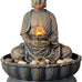 Kalona Tabletop Water Fountain with Buddha, LED Light Indoor Waterfall