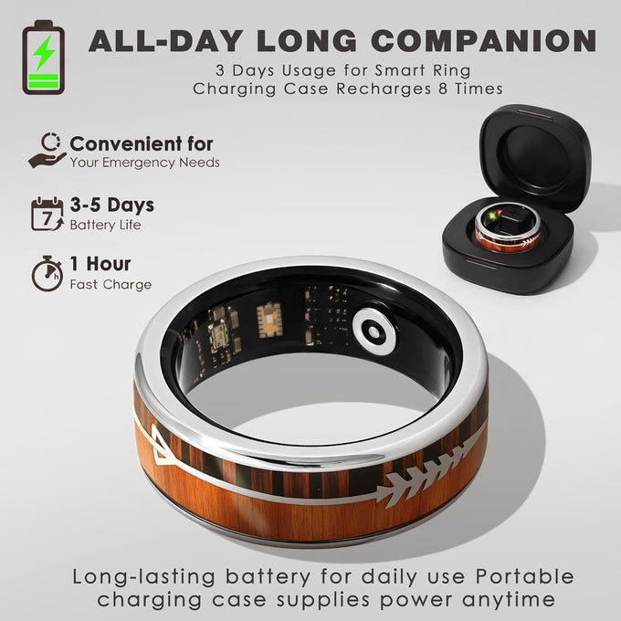 Smart Ring–Fitness&Health Tracker,Heart Rate,SpO2,Sleep,No Sub,IP68