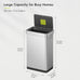 EKO Deluxe Mirage-T 50 Liter / 13.2 Gallon Touchless Rectangular Motion Sensor Trash Can or Recycling Bin, Matte Stainless Steel Finish