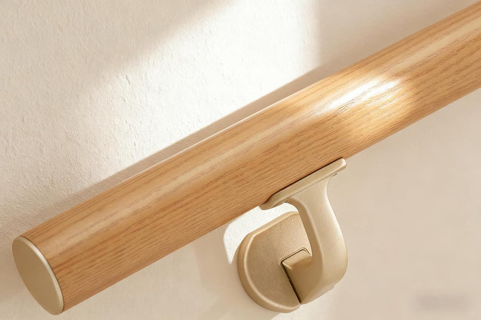 8 FT Handrails for indoor&outdoor stairs,deck,slope,Modern Aluminum Handrail Set, Wall-Mounted with Zinc-Alloy Brackets，Crafted from aluminum alloy (not solid wood) rust-free (Cherry Wood Grain, 8 FT)