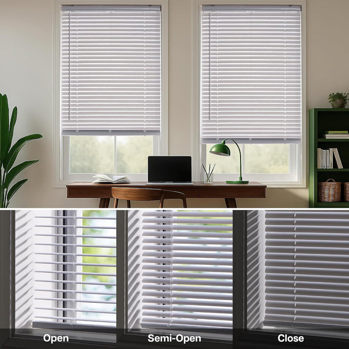LazBlinds 1" Light Filtering Vinyl Mini Blinds, White, 48" W x 72" H
