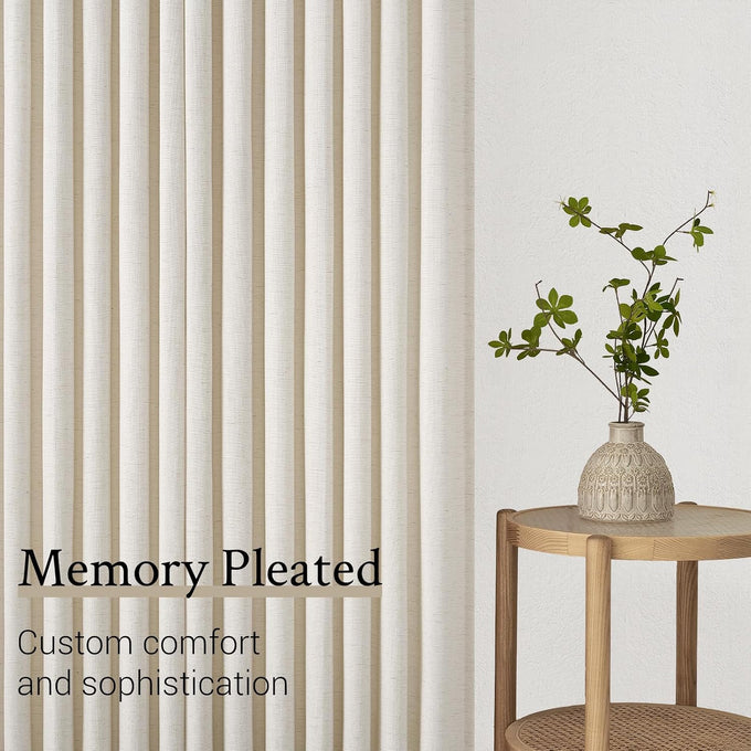 Topfinel 108 Inch Pinch Pleated Curtains 2 Panels,Birch Semi Sheer Curtains with Pleated Hooks Back Tab for Track System,Extra Long 9ft Curtain for Living Room Bedroom,40x108,Natural