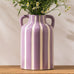 Ceramic Flower Vase with Handles, Modern Brown Striped Decorative Vase for Home Decor, 9.1" Art Floral Tall Flower Vases for Living Room & Kitchen, Mantel & Bookshelf, Centerpieces, Entryway