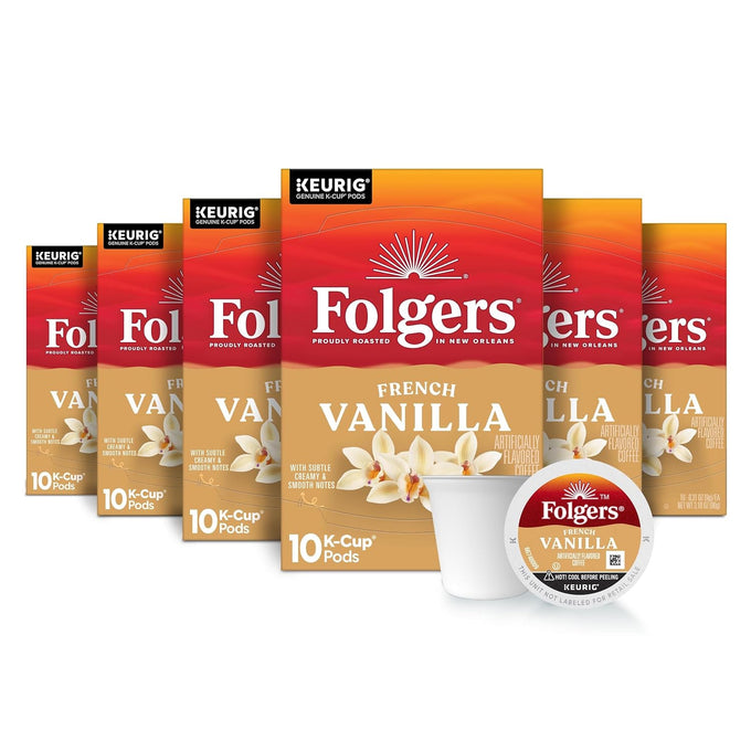 Folgers French Vanilla Artificially Flavored Coffee, K-Cup Pods, 60 Count