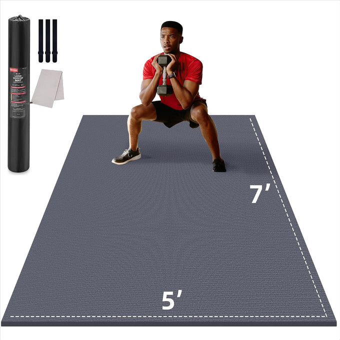 GymCope Large Exercise Mat for Home Workouts, 12x6/10x6/9x6/8x6/7x5/6x4 ft