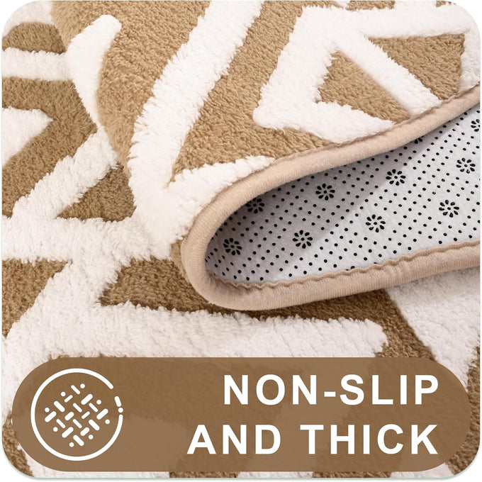 Ompaa Ultra Soft Shaggy Rugs Memory Foam Bedroom Carpet, Beige 7 x 10 Feet Large, Plush Geometric Textured Area Rugs for Living Room Couch Dorm Bedside Kids Girls Teens Room Nursery Decor Floor Mat