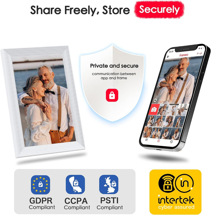 Frameo 10.1" Digital Picture Frame WiFi, Smart Electronic Photo Frame, 32GB