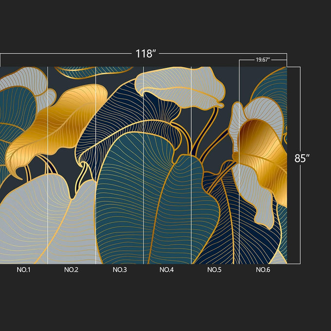 Golden Leaf wall murals Peel and Stick Modern Wallpaper for Bedroom Living Room - 85"x118"