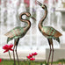 Shorayn Metal Heron Garden Statue Life-Size Crane Set Indoor Yard Decor Handmade Gift