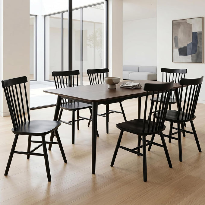AreShark Windsor Dining Chairs Solid Wood Spindle Back, Set of 4, Black