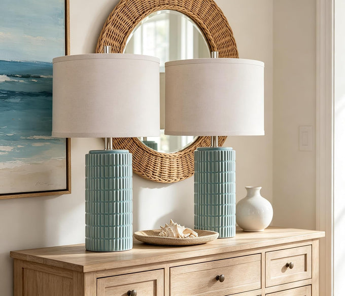 AIEAMPDO 23'' Set of 2 Modern Ceramic Table Lamps for Living Room Bedroom