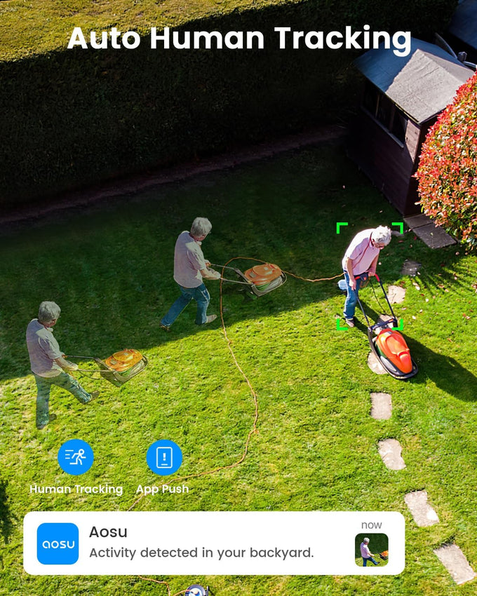 aosu 3K 5MP Solar Security Camera Wireless Outdoor PTZ 360° Smart Tracking