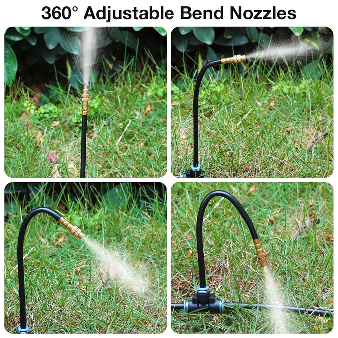 MIXC 200Ft 1/4" Drip Irrigation System,2026-Upgrade Garden Irrigation Kit with 32pcs Adjustable Copper Nozzles, Atomizing Watering System for Outdoor Plants,Raised Bed,Yard,Potted Plant,Lawn