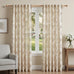 XWZO Floral Curtains for Living Room Linen Farmhouse Curtains 96 Inch Length Taupe Floral Patterned Curtain Peony Flower Printed Back Tab Curtain Bedroom Window Drapes 2 Panels