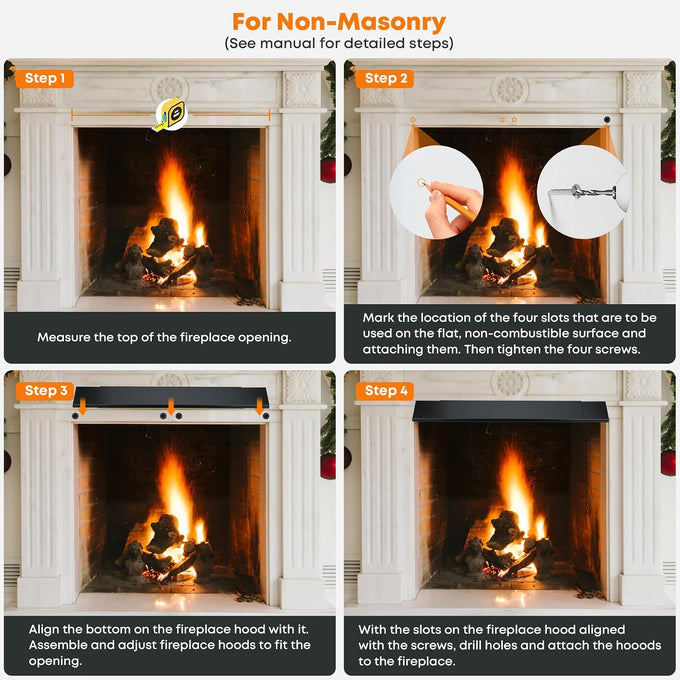 Stanbroil Adjustable Fireplace Hood 28.5 to 48 Inch