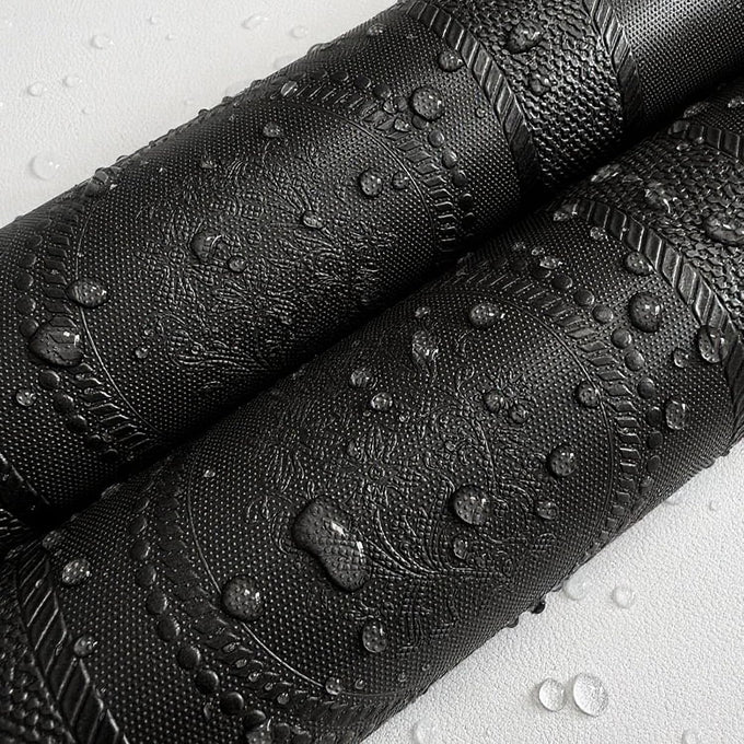 JiffDiff Black 3D Embossed Textured Peel Stick Wallpaper 17.3"x1200"