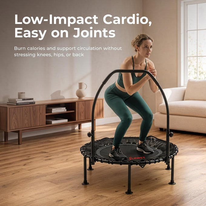 Sunny Health & Fitness 36"/40"/48" Bungee Exercise Trampoline with Handlbar