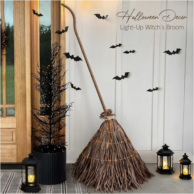 Halloween Decorations - 5.5 Ft Giant Light-Up Witches Broom