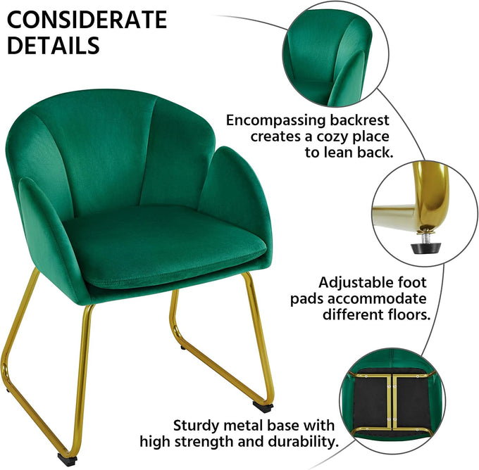 Yaheetech Flower Shape Vanity Chair with Petal Armrests, Green