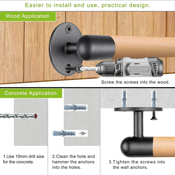 SELEWARE 67 Inch Wood Handrail Wall Mount Handrails for Indoor Stairs