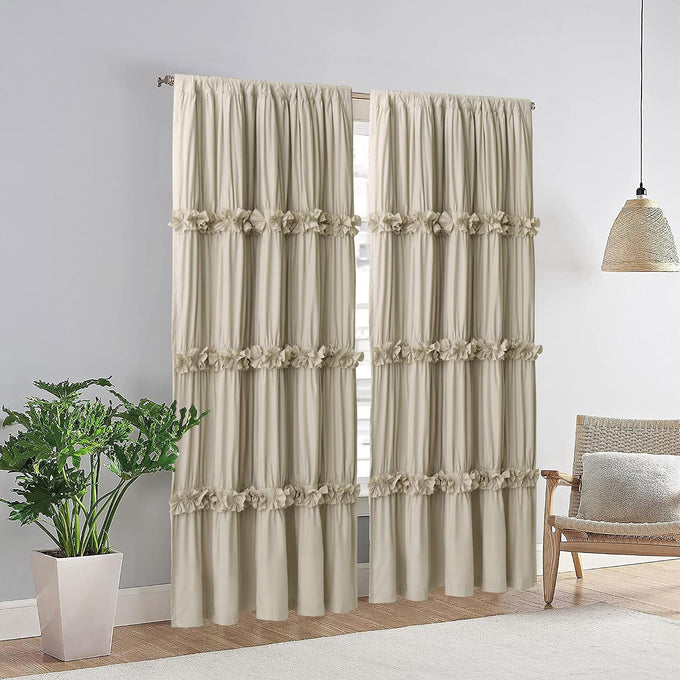 Homechoice Decor Camel Blackout Window Curtains, 52" W x 96" L x 2 Panels