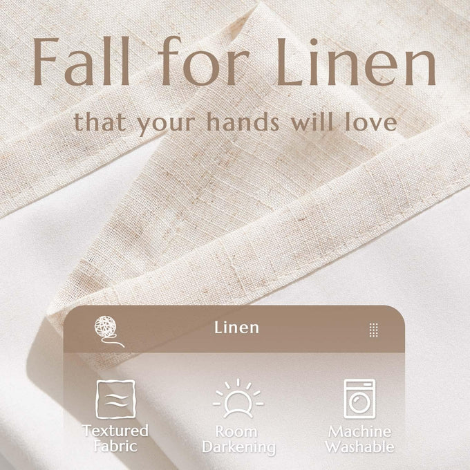 jinchan Lined Linen Curtain 84 Inch Light Filtering Grommet 1 Panel Beige