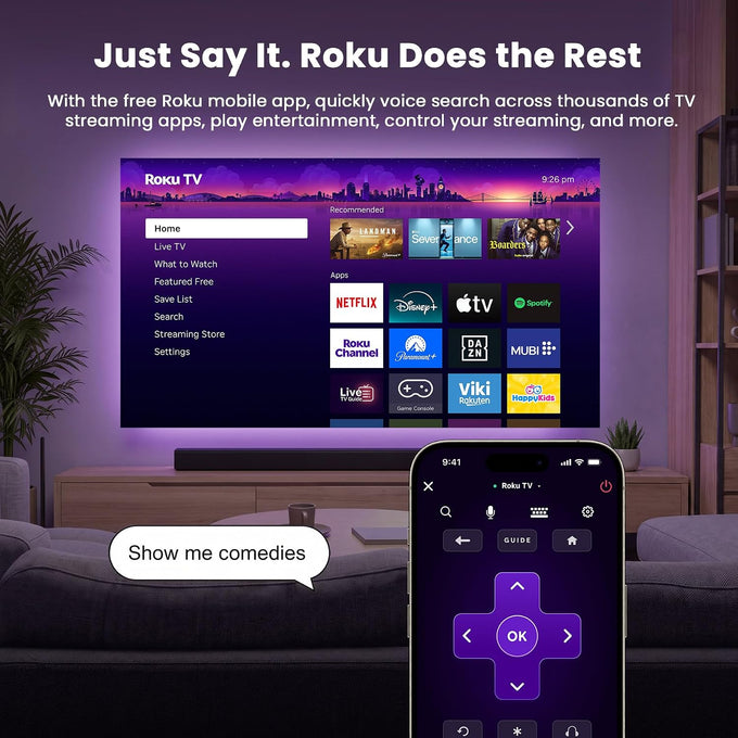 HAPPRUN Roku TV Smart Mini Projector with WiFi and Bluetooth for Portable